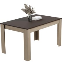 Mesa de Comedor, Mesa de Salón Fija, Color Roble - Grafito, Medidas: 140 cm (Largo) x 80 cm (Ancho) x 75 cm (Alto)