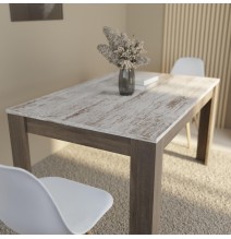 Mesa de Comedor, Mesa de Salón Fija, Color Trufa y Cañon, Medidas: 140 cm (Largo) x 80 cm (Ancho) x 75 cm (Alto)