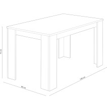 Mesa de Comedor, Mesa de Salón Fija, Color Andersen Pino Gris, Medidas: 140 cm (Largo) x 80 cm (Ancho) x 75 cm (Alto)
