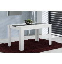 Mesa de Comedor Moderna 135x80x75 cm, Tapa MDF Blanco y Negro con Patas Blancas - Estilo Moderno