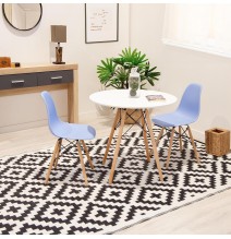 Mesa Redonda de Comedor o Cocina en Patas de Madera y Tapa Blanca – 80 cm de Diámetro y 75 cm de Alto.