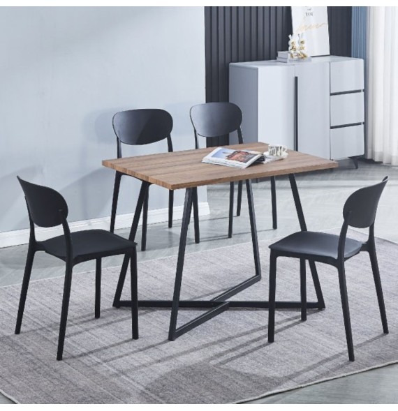 Mesa Comedor Madera, Patas metálicas En Color Negro, Mesa Rectangular, Medidas 100 cm (Lar) x 70 cm (Anc) 76 cm (Al)