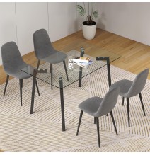 Mesa de Cristal Fija para Comedor - Patas Negras de Metal | Alta Calidad y Estilo Versátil | 140x80 x 75 cm
