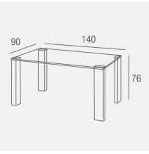 Mesa de Comedor con Tapa de Cristal Templado | Patas Metálicas | Dimensiones: 140 x 90 x 76 cm (Largo x Ancho x Alto)