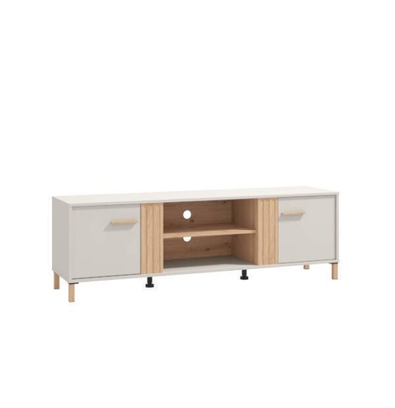 Mueble TV en Melamina Color Cashmere y Roble Artisan con 2 Puertas - Medidas 163,5x40x52 cm