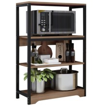 Meyvaser Estantería de Cocina con Marco de Metal Negro, Estante Industrial para microondas 60x30x100 Cm