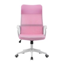 Silla de Oficina Ergonómica con Respaldo en PU Rosa y Tejido 3D Rosa, Reposacabezas Ajustable - Medidas 57,5x54x104-114 cm