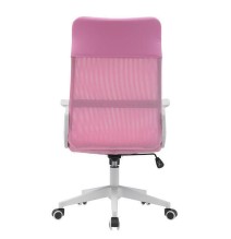 Silla de Oficina Ergonómica con Respaldo en PU Rosa y Tejido 3D Rosa, Reposacabezas Ajustable - Medidas 57,5x54x104-114 cm