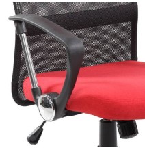 Silla de Oficina Ergonómica con Respaldo Alto en Símil Piel Negra y Roja, Regulable- Medidas 59x60x110-120 cm