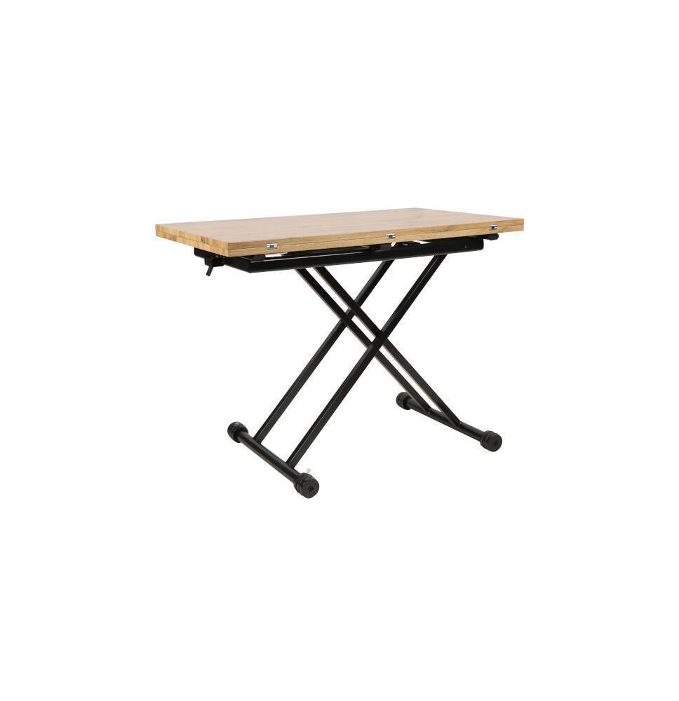Mesa de Centro Elevable y Tapa Extensible - Fabricada en MDF - Cerrada 100x57 cm, Abierta 100x114 cm, Altura de 39 a 77 cm