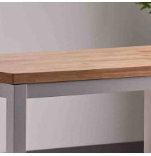 Mesa de Cocina Fija con Tapa de 3,6 cm de Grosor y Patas Metálicas Blancas -Medidas 110x70x75 cm