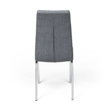 Juego de 4 Sillas Tapizadas en Símil Piel Gris Claro  con Patas Cromadas, Asiento y Respaldo Ergonómicos- Medidas 43x63x97 cm