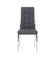 6 Sillas Tapizadas en Tela Gris con Asiento y Respaldo Acolchados, Patas Cromadas - Medidas 45x46x100 cm