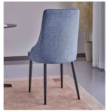 Juego de 4 Sillas Tapizadas en Tela Gris Repelente al Agua con Patas Metálicas en Acabado Negro - Medidas 96x56x40 cm
