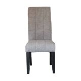 Pack de 2 Sillas Tapizadas en Tela Gris con Patas Negras, Acolchado Cuadrado en Respaldo y Asiento, Medidas 47x62x106.5 cm