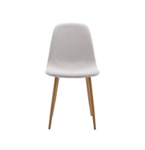 Pack de 4 Sillas con Estructura Tapizada en Tela Beige Claro, Patas Metálicas con Acabado Madera, Medidas 44x53x86 cm