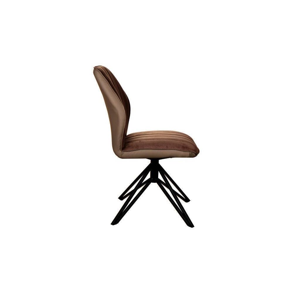 Pack de 2 Sillas con Respaldo y Asiento Tapizados en Tela Marron, Pata Metálica en Acabado Negro Mate, Medidas 62,5x52x93 cm