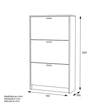 Zapatero Compacto Blanco – Mueble con 3 Puertas y Doble Profundidad | MDF con Acabado Melamina | 70 x 25 x 120 cm