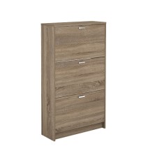 Zapatero Compacto Roble – Mueble con 3 Puertas y Doble Profundidad | MDF con Acabado Melamina | 70 x 25 x 120 cm