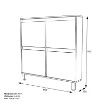 Zapatero de Melamina Roble/Blanco – 4 Puertas Abatibles | Gran Capacidad | 110 x 110 x 20 cm