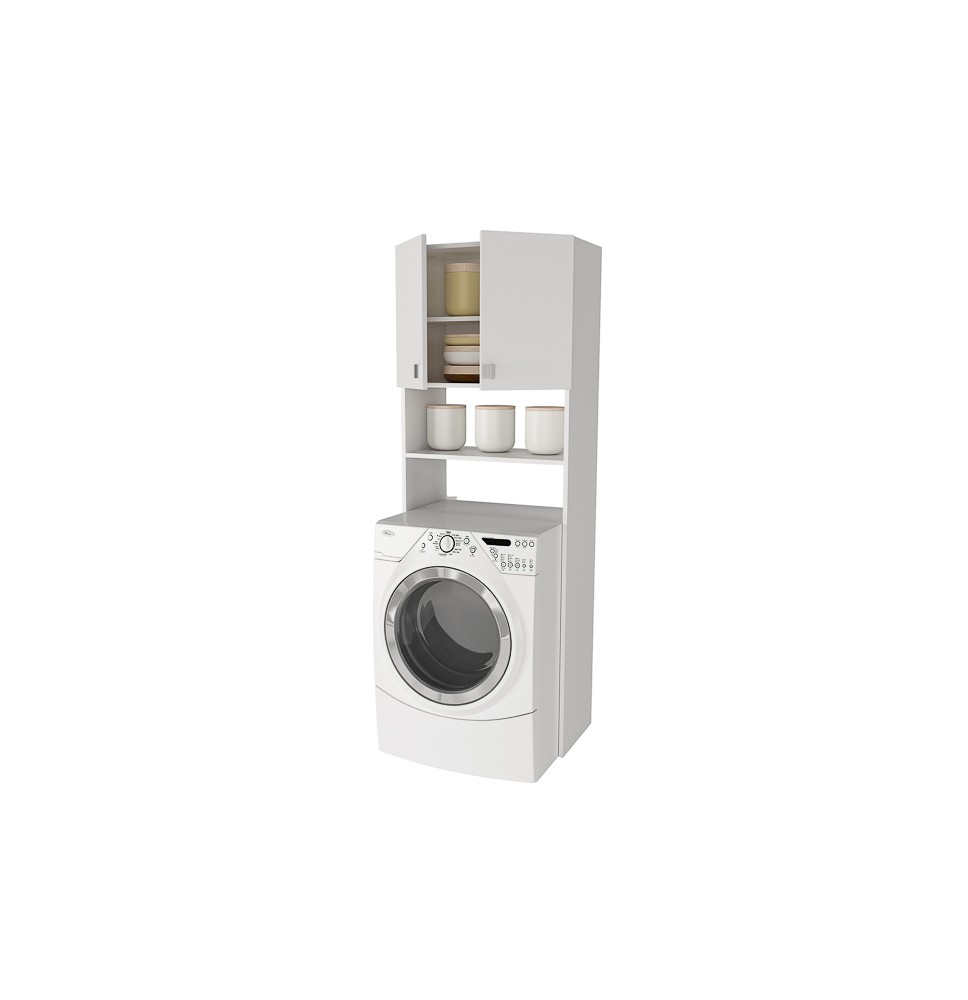 Armario Multiusos Fabricado en Melamina para Lavadora o Baño – 180 x 64 x 35 cm (alto x ancho x fondo)
