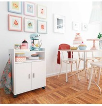 Mueble Auxiliar para Microondas – Acabado Blanco – 79,5 x 60 x 40 cm (alto x ancho x fondo)