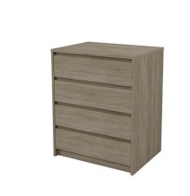 Cómoda Cajonera 4 cajones acabado en Color Roble 74cm(alto) 60cm(ancho) 45cm(fondo)