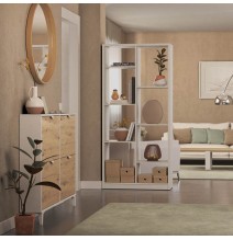 Estantería Alta Salón, Librería, Color Blanco, Medidas: 180 cm (Alto) x 85 cm (Ancho) x 28,5 cm (Fondo