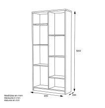 Estantería Alta Salón, Librería, Color Blanco, Medidas: 180 cm (Alto) x 85 cm (Ancho) x 28,5 cm (Fondo