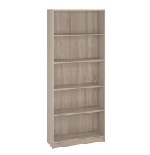 Estantería Alta Salón, Librería, Color Roble, Medidas: 180 cm (Alto) x 75 cm (Ancho) x 25 cm (Fondo)
