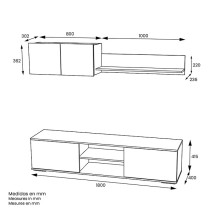 Mueble Salón Comedor 2 Módulos y 1 Estantería con puertas Color Blanco Y roble Estilo Moderno 180x80x40 Cm
