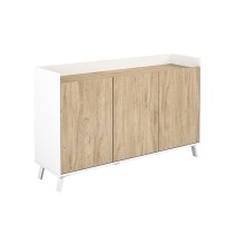 Aparador, Buffet, Salón Comedor 3 Puertas, Armario Auxiliar Color Blanco y Roble, Medidas: 140x87x40 Cm