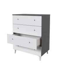 Cómoda con 4 Cajones, para Dormitorio, Acabado en Color Blanco, Medidas: 80 cm (Ancho) x 100 cm (Alto) x 48 cm (Fondo)