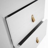 Mesita de Noche 2 cajones, Mesilla de Noche,  Color Blanco, Medidas: 40 cm (Ancho) x 34 cm (Fondo) x 61,6 cm (Alto)