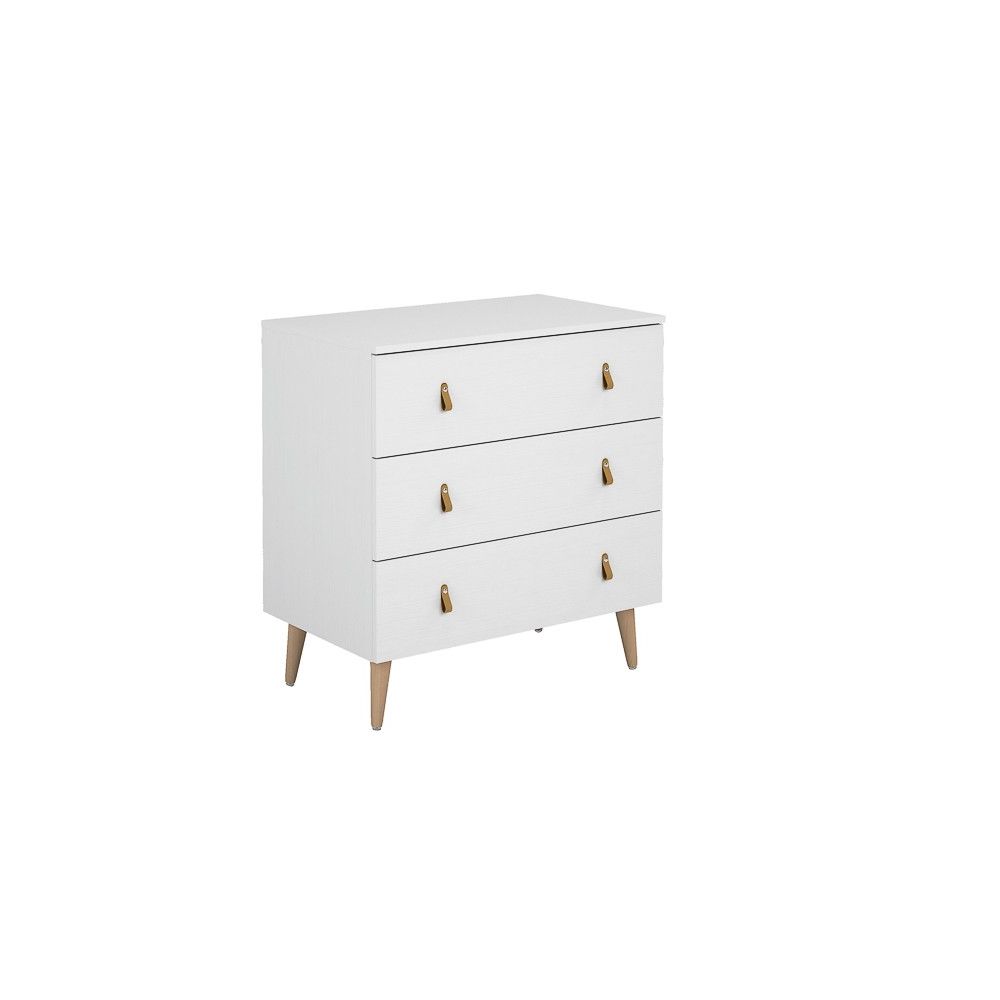 Cómoda con 3 Cajones, para Dormitorio, Acabado en Color Blanco, Medidas: 80 cm (Ancho) x 83,5 cm (Alto) x 48 cm (Fondo)