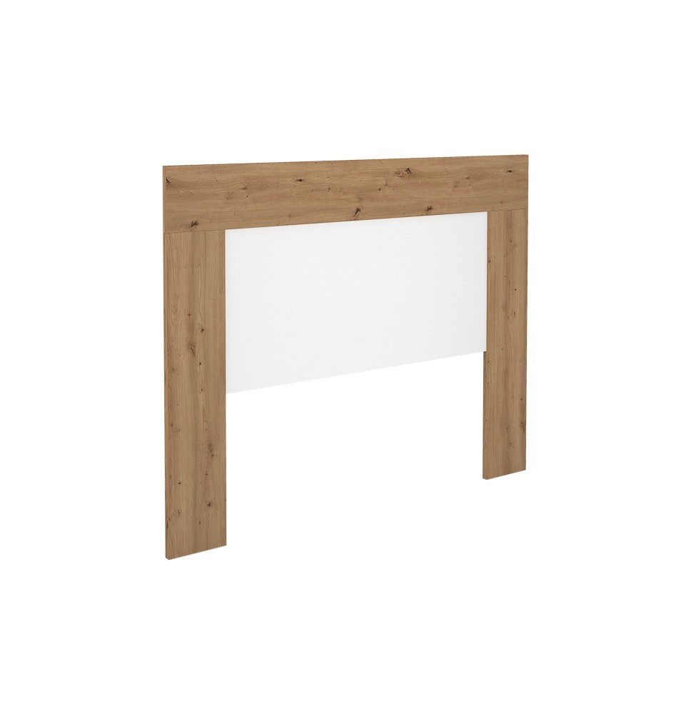 Cabezal para Cama de Matrimonio con patas, Color Blanco y Roble, Medidas: 160 cm (Ancho) x 130 cm (Alto) x 2,5 cm (Fondo)