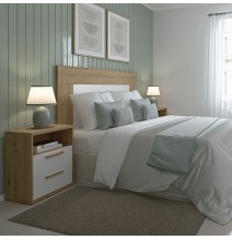 Cabezal para Cama de Matrimonio con patas, Color Blanco y Roble, Medidas: 160 cm (Ancho) x 130 cm (Alto) x 2,5 cm (Fondo)