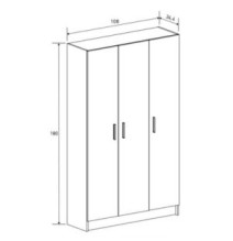 Mueble multiusos Armario auxiliar Color Beige – 3 Puertas, 4 Baldas y Espacio para Escoba Madera, Dimensiones 108x180x35 cm