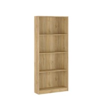 Meyvaser Librería estantería con cuatro baldas en madera color Mauvella para salón 180x80x24,5 cm