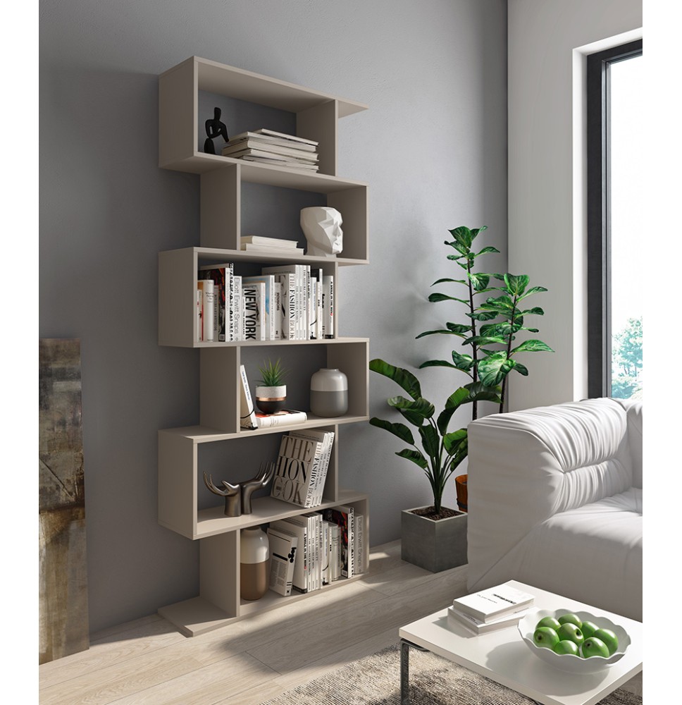 Meyvaser - Estantería Alta Salón, Libreria, Color Beige, Medidas: 191 cm (Alto) x 80 cm (Ancho) x 24,6 cm (Fondo