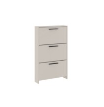 Zapatero con 3 Puertas, Mueble para Zapatos Estrecho en Color Beige, Medidas: 115 cm (Alto) x 68,5 cm (Ancho) x 17 cm (Fondo)