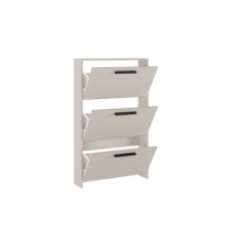 Zapatero con 3 Puertas, Mueble para Zapatos Estrecho en Color Beige, Medidas: 115 cm (Alto) x 68,5 cm (Ancho) x 17 cm (Fondo)