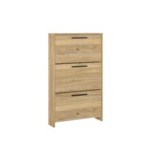 Zapatero con 3 Puertas, Mueble para Zapatos Estrecho en Color Mauvella, Medidas: 115 cm (Alto) x 68,5 cm (Ancho) x 17 cm (Fondo)