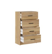 Sinfonier de 4 Cajones para Dormitorio, Acabado en Mauvella y Negro, Medidas: 60 cm (Largo) x 100 cm (Alto) x 34,4 cm (Fondo)