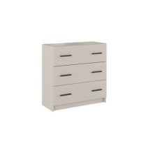 Cómoda de 3 Cajones para Dormitorio, Cajonera Dormitorio, Acabado en Beige y Negro, 80 cm (Lar) x 81 cm (Al) x 34,4 cm (Fon)