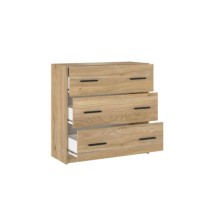 Cómoda de 3 Cajones para Dormitorio, Cajonera Dormitorio, Acabado en Mauvella y Negro, 80 cm (Lar) x 81 cm (Al) x 34,4 cm (Fon)