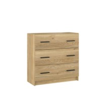 Cómoda de 3 Cajones para Dormitorio, Cajonera Dormitorio, Acabado en Mauvella y Negro, 80 cm (Lar) x 81 cm (Al) x 34,4 cm (Fon)