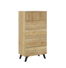 Sinfonier con 5 Cajones y con Patas, Comoda Cajonera Dormitorio, Color Mauvella-rayas, 60cm (Anc) x 118,5cm (Al) x 37,8cm (Fon)