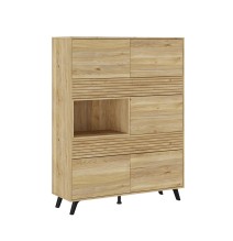 Mueble Vitrina para Salón o Comedor, Mueble de salón, Aparador cocina, Mauvella-rayas, 120 cm (Anc) x 156 cm (Al) x 40 cm (Fon)