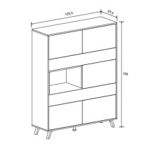 Mueble Vitrina para Salón o Comedor, Mueble de salón, Aparador cocina, Mauvella-rayas, 120 cm (Anc) x 156 cm (Al) x 40 cm (Fon)